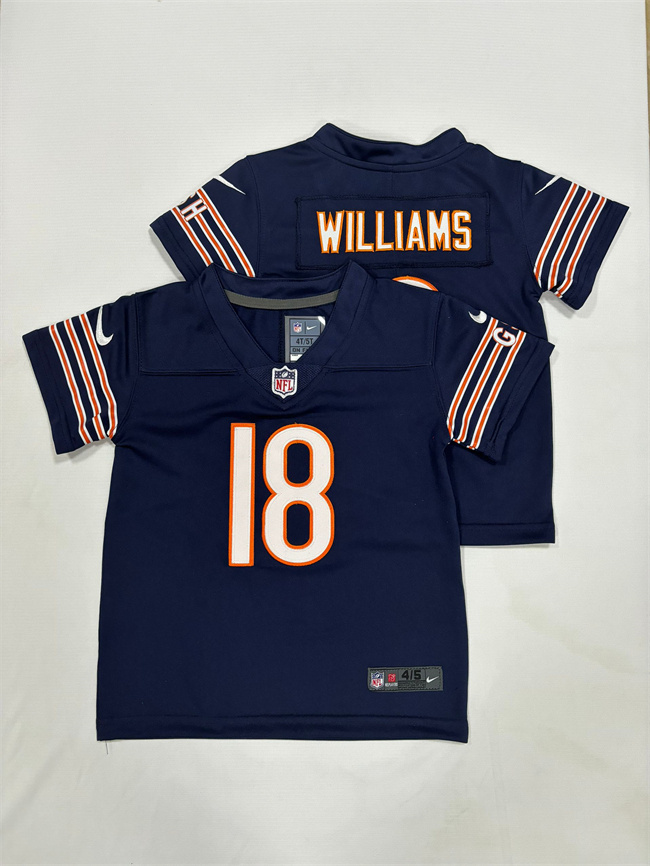Personalized Toddlers Chicago Bears #18 Caleb Williams Navy Untouchable Stitched Football Jersey