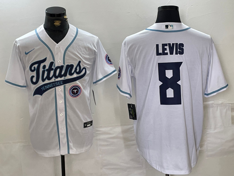 Personalized Men’s Tennessee Titans #8 Will Levis White With Patch Cool Base Stitched Baseball Jerseys