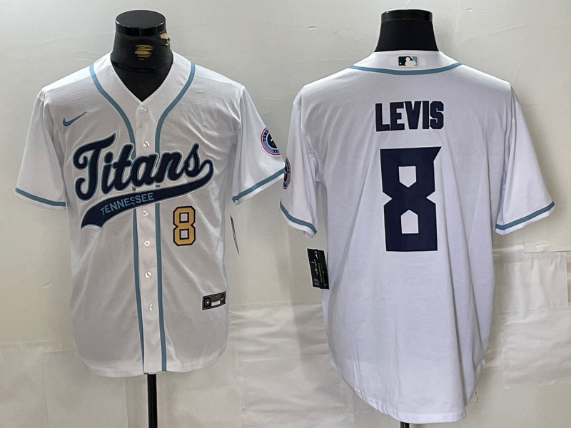 Personalized Men’s Tennessee Titans #8 Will Levis White With Patch Cool Base Stitched Baseball Jerseys