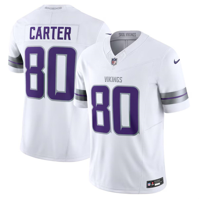 Personalized Men’s Minnesota Vikings #80 Cris Carter White F.U.S.E. Winter Warrior Limited Stitched Jersey