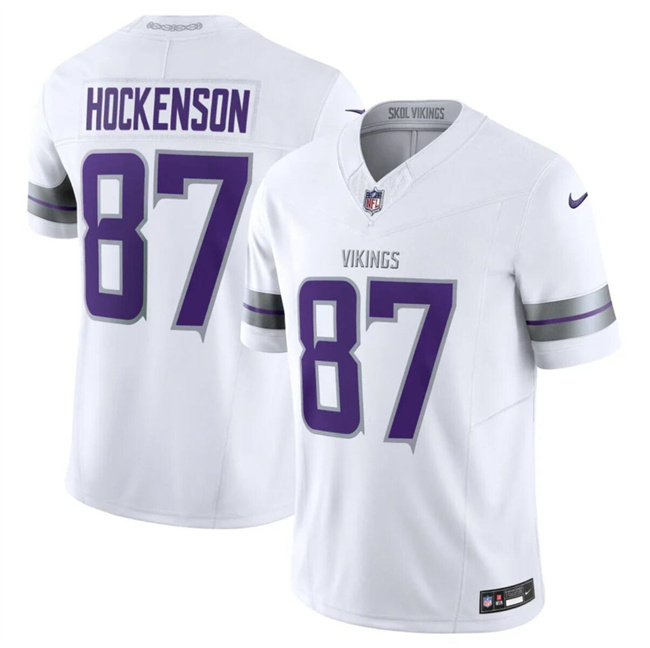 Personalized Men’s Minnesota Vikings #87 T.J. Hockenson White F.U.S.E. Winter Warrior Limited Stitched Jersey