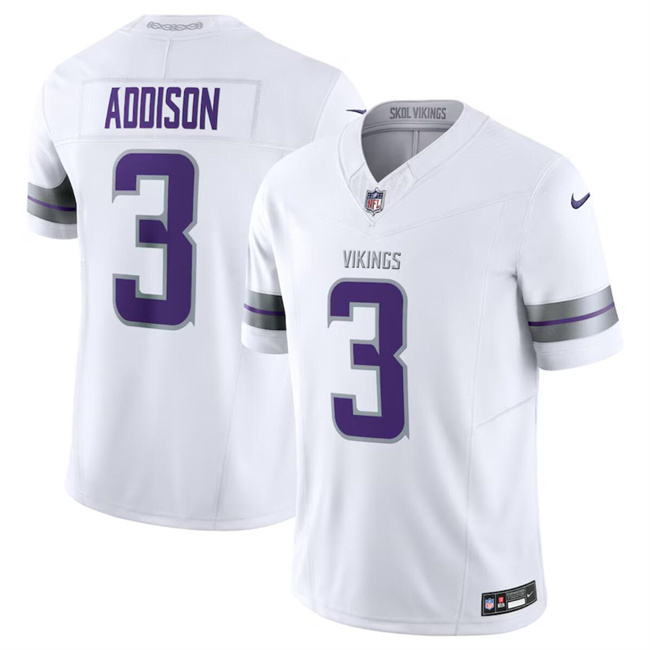 Personalized Men’s Minnesota Vikings #3 Jordan Addison White F.U.S.E. Winter Warrior Limited Stitched Jersey