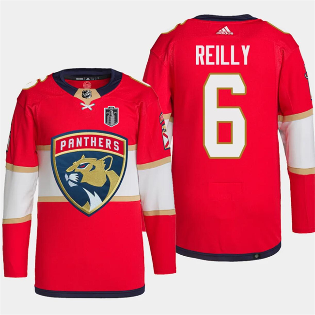 Personalized Men’s Florida Panthers #6 Mike Reilly Red 2024 Stanley Cup Final Patch Stitched Jersey