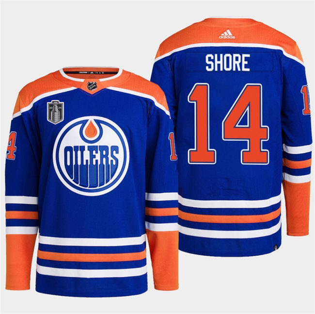 Personalized Men’s Edmonton Oilers #14 Devin Shore Royal 2024 Stanley Cup Final Patch Stitched Jersey