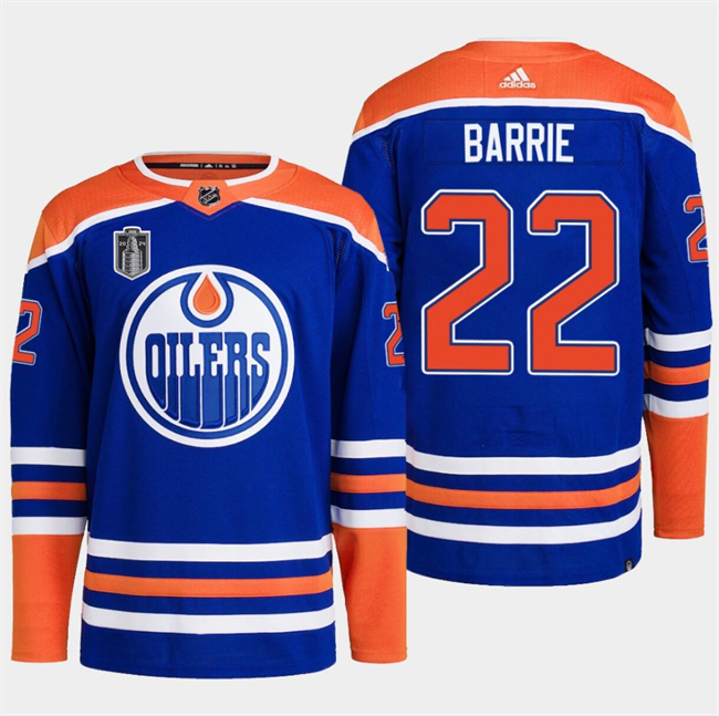 Personalized Men’s Edmonton Oilers #22 Tyson Barrie Royal 2024 Stanley Cup Final Patch Stitched Jersey