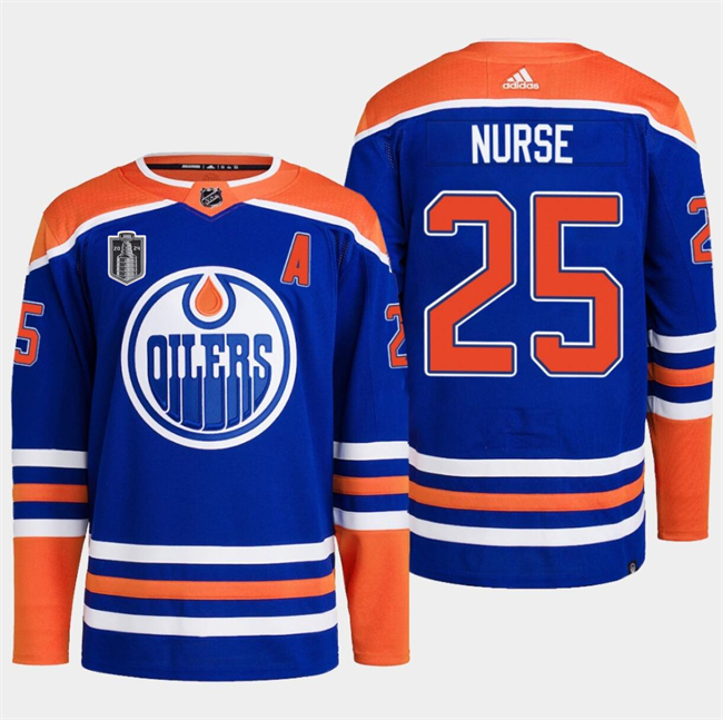 Personalized Men’s Edmonton Oilers #25 Darnell Nurse Royal 2024 Stanley Cup Final Patch Stitched Jersey