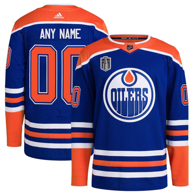Personalized Custom Men’s Edmonton Oilers Royal 2024 Stanley Cup Final Patch Stitched Jersey