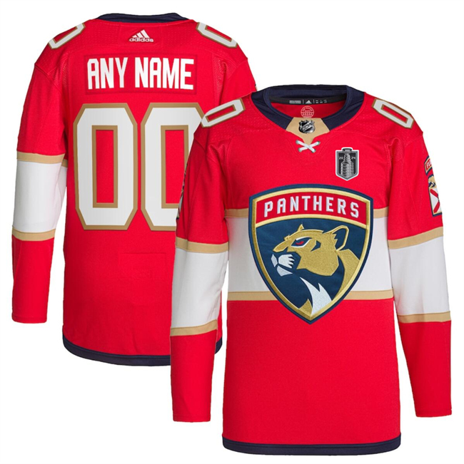 Personalized Custom Men’s Florida Panthers Red 2024 Stanley Cup Final Patch Stitched Jersey
