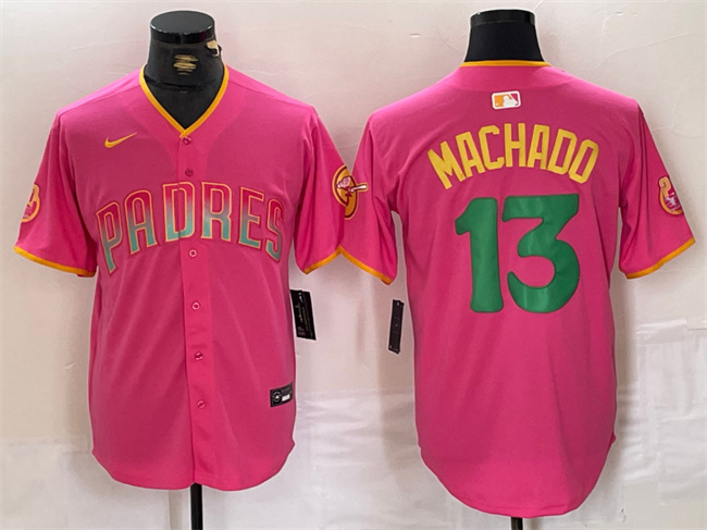 Personalized Men’s San Diego Padres #13 Manny Machado Pink Cool Base Stitched Baseball Jersey