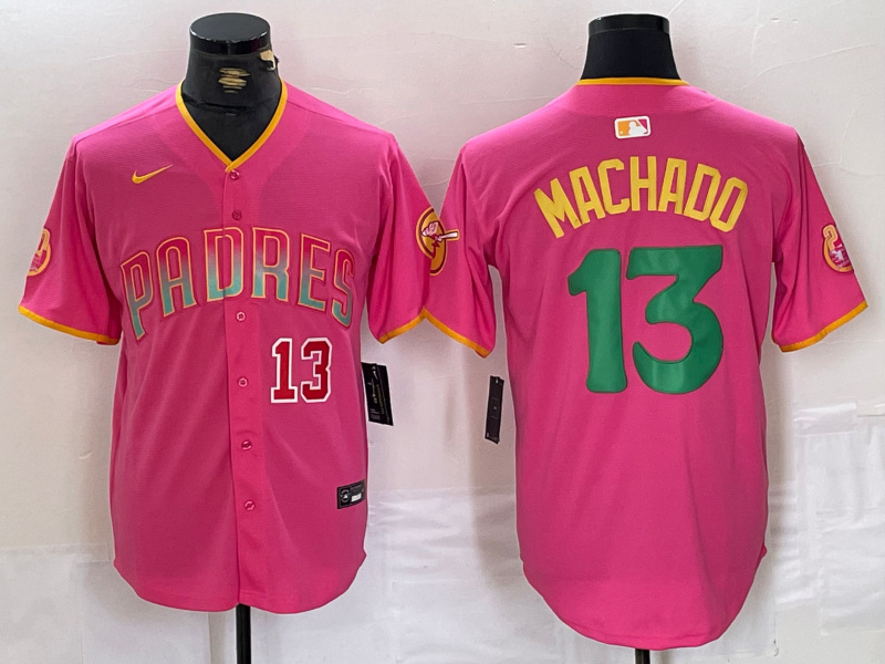 Personalized Men’s San Diego Padres #13 Manny Machado Pink Cool Base Stitched Baseball Jerseys