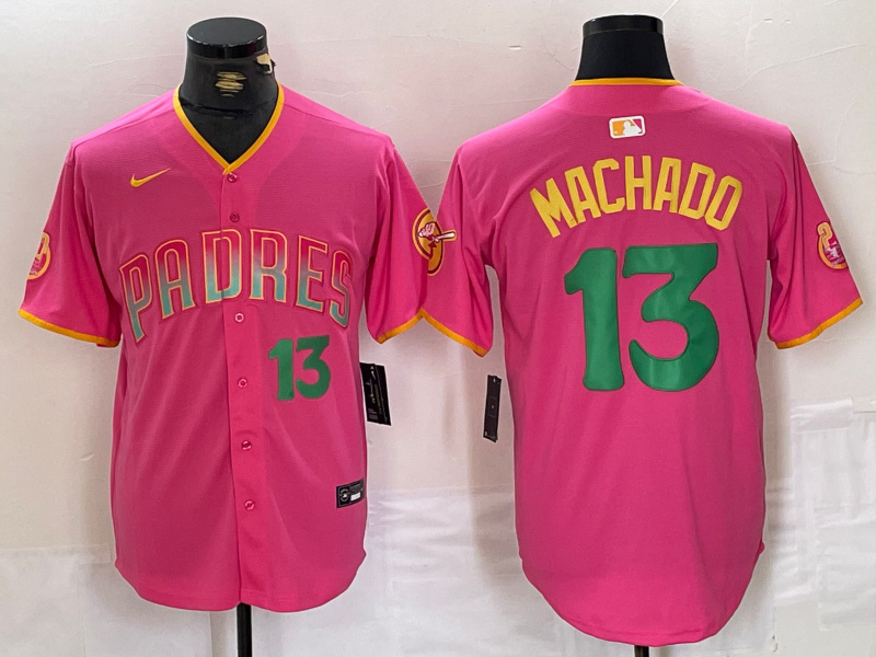 Personalized Men’s San Diego Padres #13 Manny Machado Pink Cool Base Stitched Baseball Jerseys