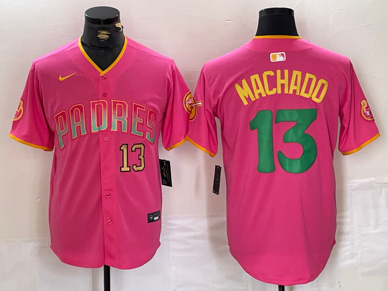 Personalized Men’s San Diego Padres #13 Manny Machado Pink Cool Base Stitched Baseball Jerseys