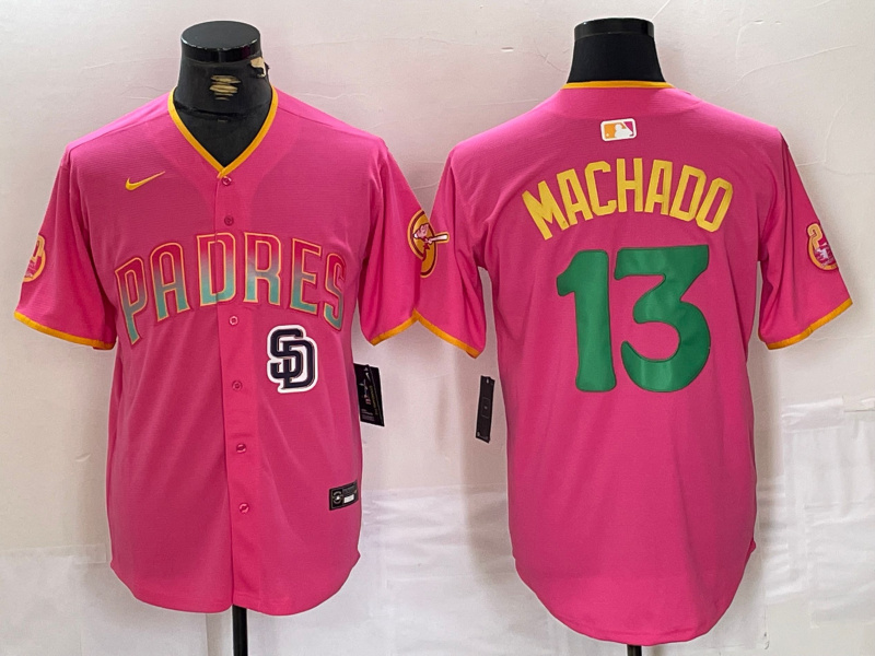Personalized Men’s San Diego Padres #13 Manny Machado Pink Cool Base Stitched Baseball Jerseys