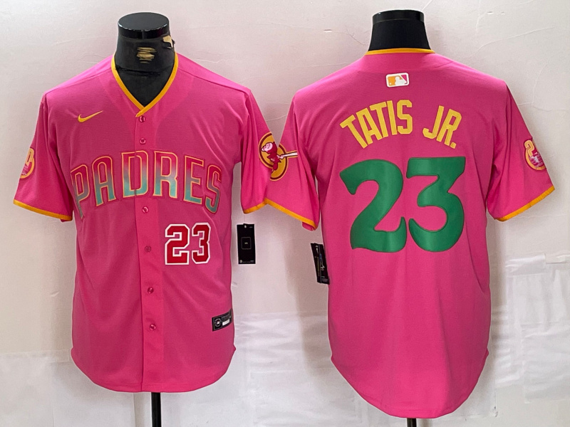 Personalized Men’s San Diego Padres #23 Fernando Tatis Jr. Pink Cool Base Stitched Baseball Jerseys