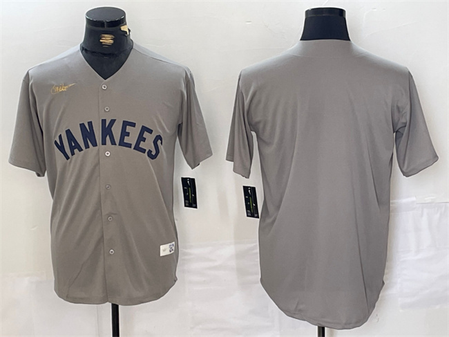 Personalized Men’s New York Yankees Blank Grey Cool Base Stitched Baseball Jersey