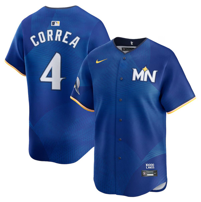 Personalized Men’s Minnesota Twins #4 Carlos Correa Royal 2024 City Connect Limited Stitched Baseball Jersey