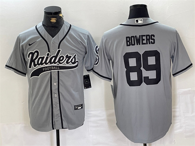 Personalized Men’s Las Vegas Raiders #89 Brock Bowers Grey Cool Base Stitched Baseball Jersey