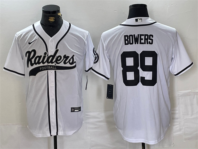 Personalized Men’s Las Vegas Raiders #89 Brock Bowers White Cool Base Stitched Baseball Jersey