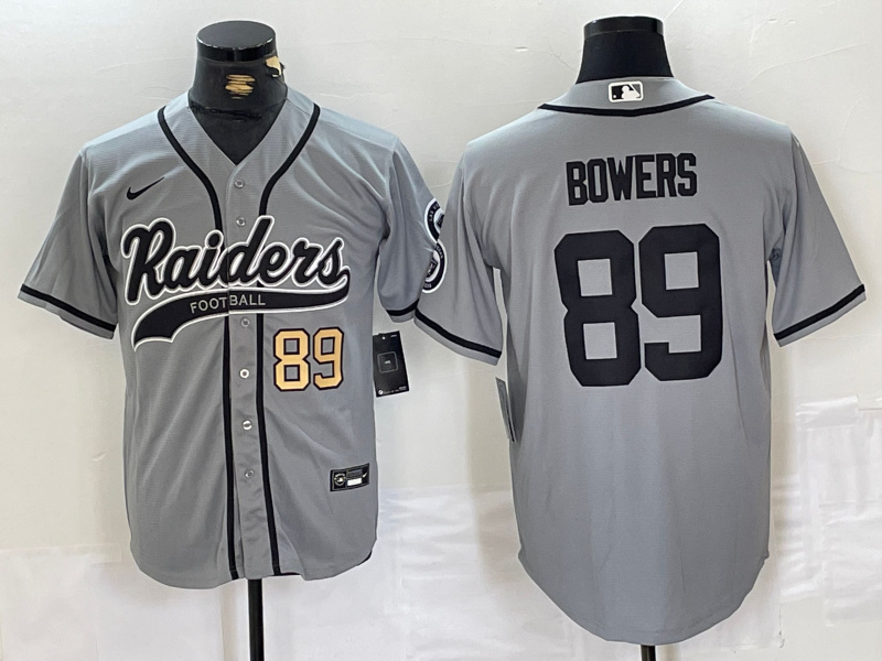 Personalized Men’s Las Vegas Raiders #89 Brock Bowers Grey Cool Base Stitched Baseball Jerseys