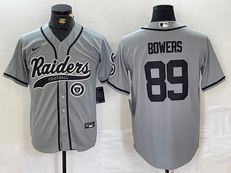 Personalized Men’s Las Vegas Raiders #89 Brock Bowers Grey Cool Base Stitched Baseball Jerseys