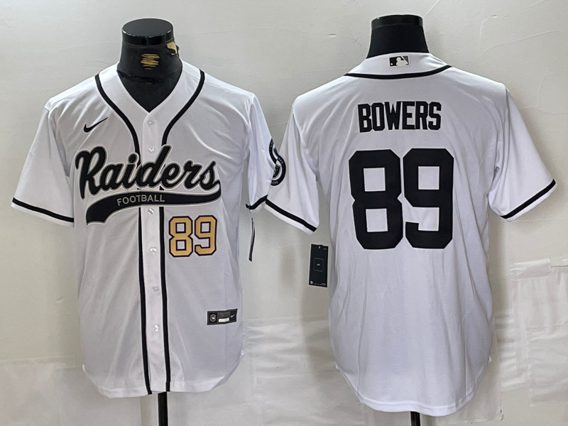 Personalized Men’s Las Vegas Raiders #89 Brock Bowers White Cool Base Stitched Baseball Jerseys