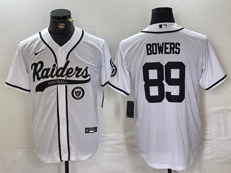 Personalized Men’s Las Vegas Raiders #89 Brock Bowers White Cool Base Stitched Baseball Jerseys