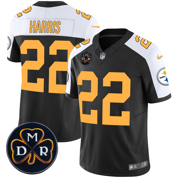 Personalized Men’s Pittsburgh Steelers #22 Najee Harris Black F.U.S.E. DMR Patch Untouchable Limited Stitched Football Jersey