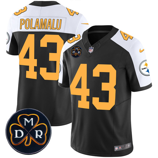 Personalized Men’s Pittsburgh Steelers #43 Troy Polamalu Black F.U.S.E. DMR Patch Untouchable Limited Stitched Football Jersey