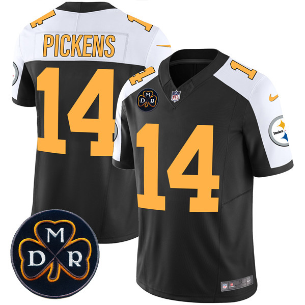 Personalized Men’s Pittsburgh Steelers #14 George Pickens Black F.U.S.E. DMR Patch Untouchable Limited Stitched Football Jersey