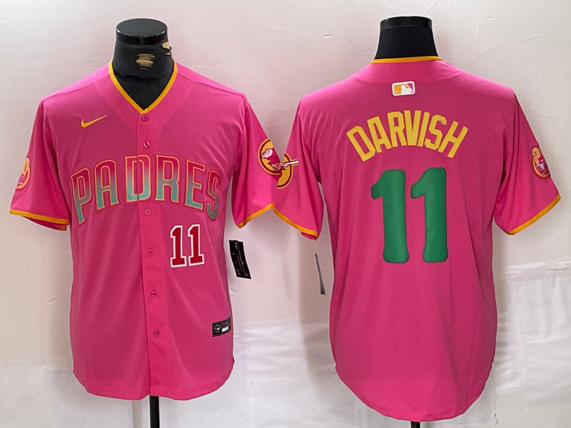 Personalized Men’s San Diego Padres #11 Yu Darvish Pink Cool Base Stitched Baseball Jerseys