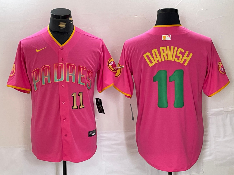 Personalized Men’s San Diego Padres #11 Yu Darvish Pink Cool Base Stitched Baseball Jerseys