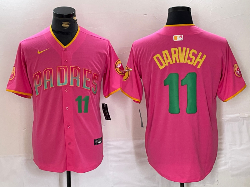 Personalized Men’s San Diego Padres #11 Yu Darvish Pink Cool Base Stitched Baseball Jerseys