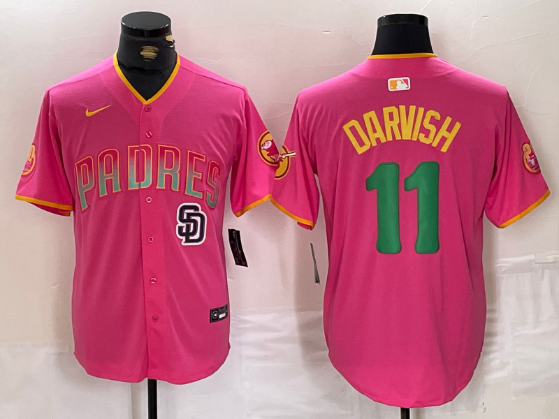 Personalized Men’s San Diego Padres #11 Yu Darvish Pink Cool Base Stitched Baseball Jerseys