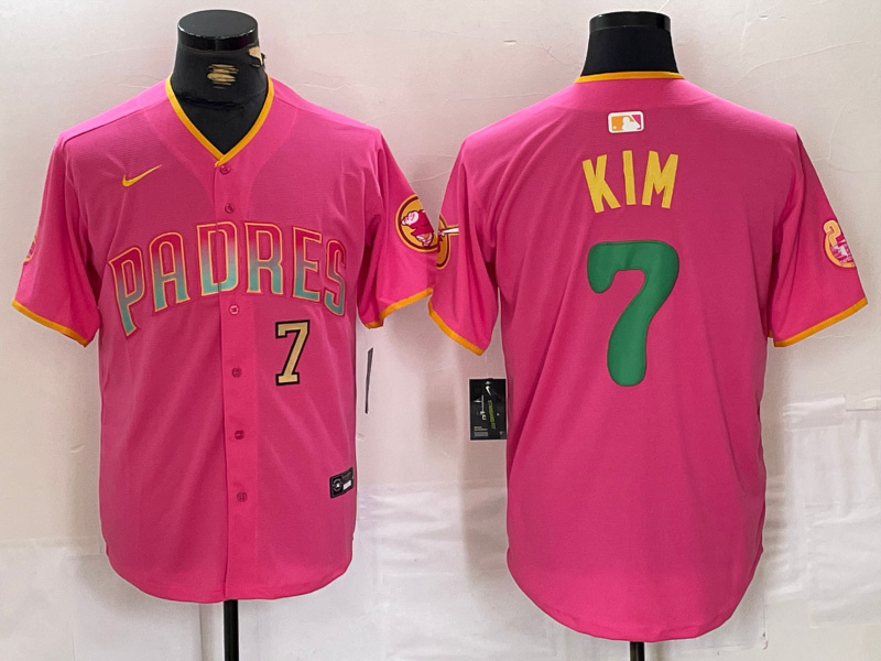 Personalized Men’s San Diego Padres ##7 Ha-Seong Kim Pink Cool Base Stitched Baseball Jerseys