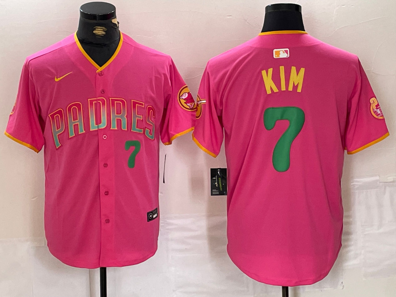 Personalized Men’s San Diego Padres ##7 Ha-Seong Kim Pink Cool Base Stitched Baseball Jerseys