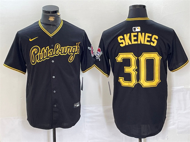 Personalized Men’s Pittsburgh Pirates #30 Paul Skenes Black Stitched Baseball Jersey