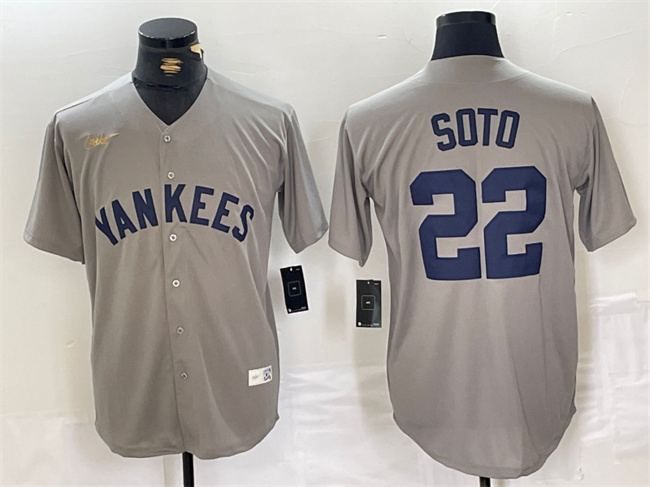 Personalized Men’s New York Yankees #22 Juan Soto Grey Cool Base Stitched Baseball Jersey