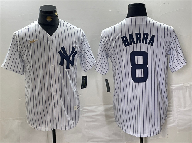 Personalized Men’s New York Yankees #8 Yogi Berra White Cool Base Stitched Baseball Jersey