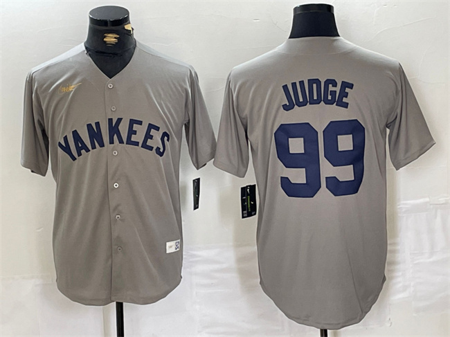 Personalized Men’s New York Yankees #99 Aaron Judge Grey Cool Base Stitched Baseball Jersey