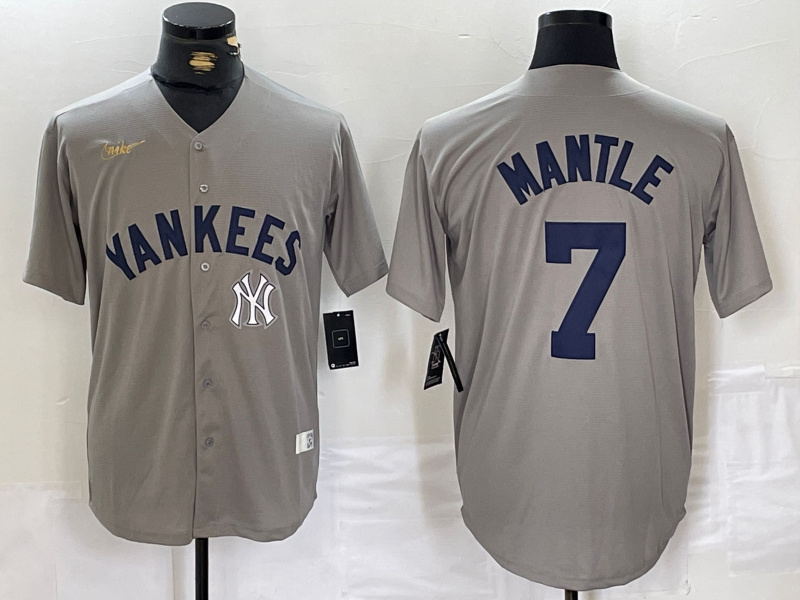 Personalized Men’s New York Yankees #7 Mickey Mantle Grey Cool Base Stitched Baseball Jerseys
