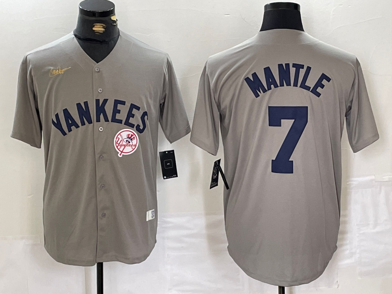 Personalized Men’s New York Yankees #7 Mickey Mantle Grey Cool Base Stitched Baseball Jerseys