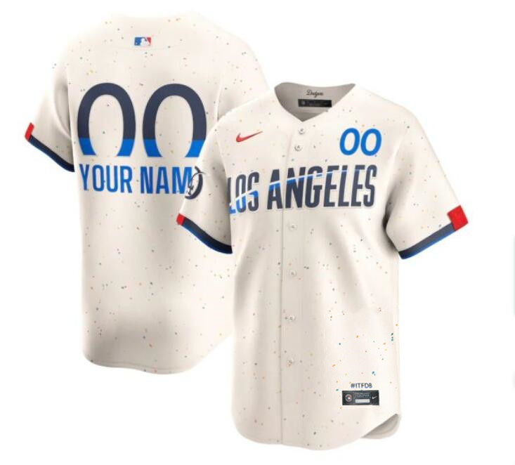 Personalized Men’s Los Angeles Dodgers Active Player Cream 2024 City Connect Limited Stitched Baseball Jersey