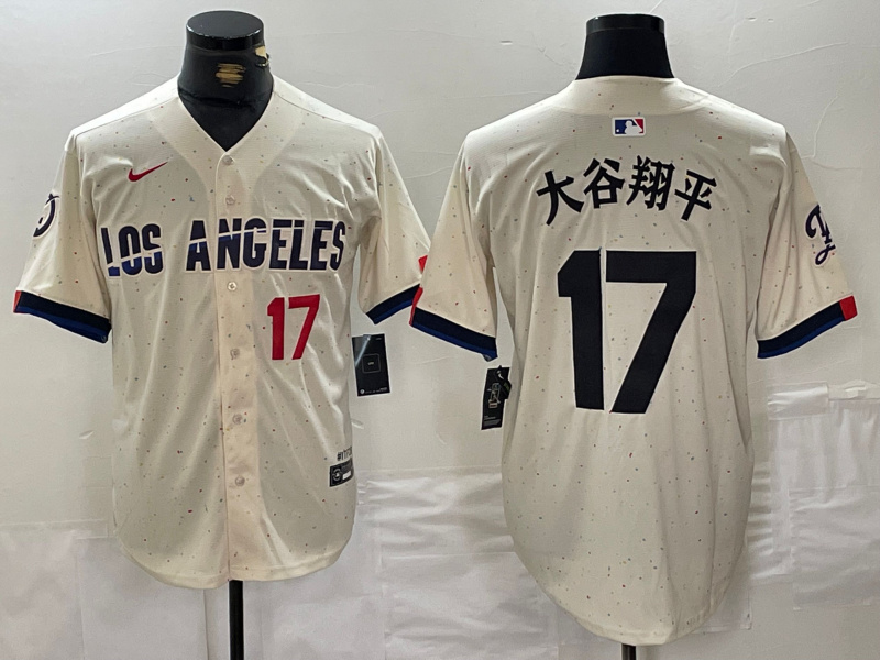 Personalized Men’s Los Angeles Dodgers #17 大谷翔平 Cream Stitched Baseball Jerseys
