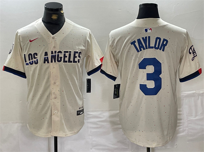 Personalized Men’s Los Angeles Dodgers #3 Chris Taylor Cream Stitched Baseball Jersey