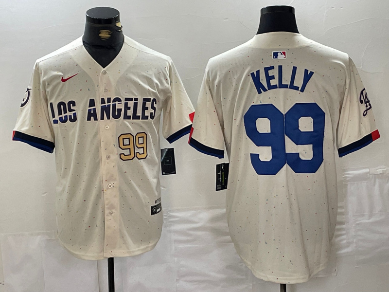 Personalized Men’s Los Angeles Dodgers #99 Joe Kelly Cream Stitched Baseball Jerseys