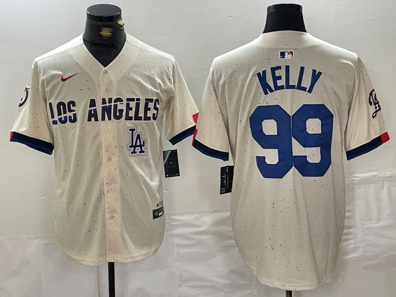 Personalized Men’s Los Angeles Dodgers #99 Joe Kelly Cream Stitched Baseball Jerseys