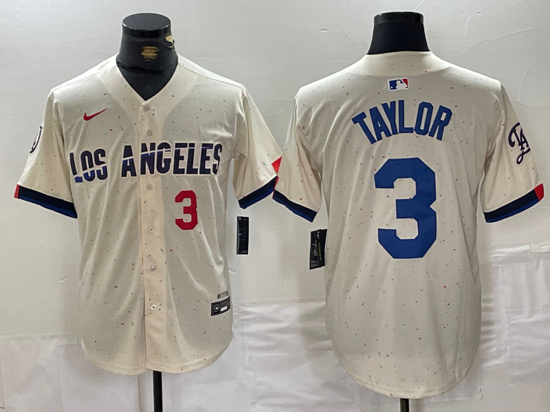 Personalized Men’s Los Angeles Dodgers #3 Chris Taylor Cream Stitched Baseball Jerseys