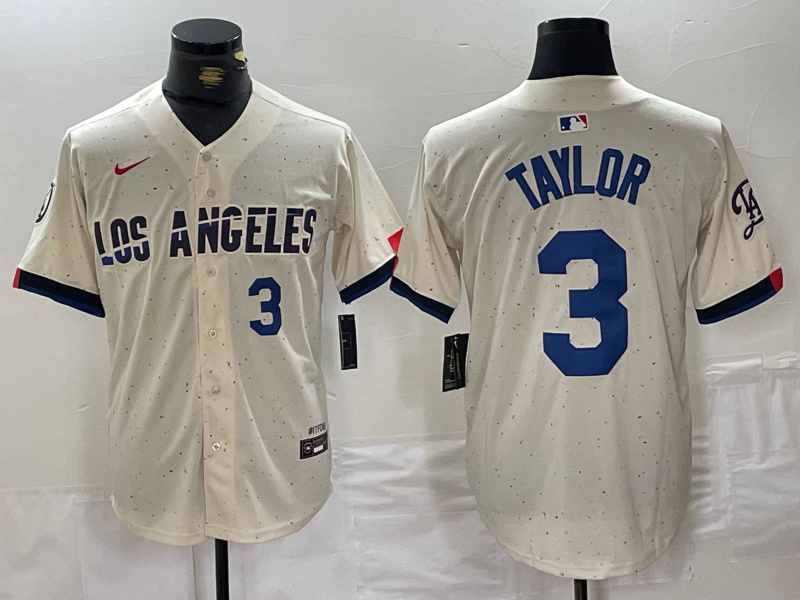 Personalized Men’s Los Angeles Dodgers #3 Chris Taylor Cream Stitched Baseball Jerseys