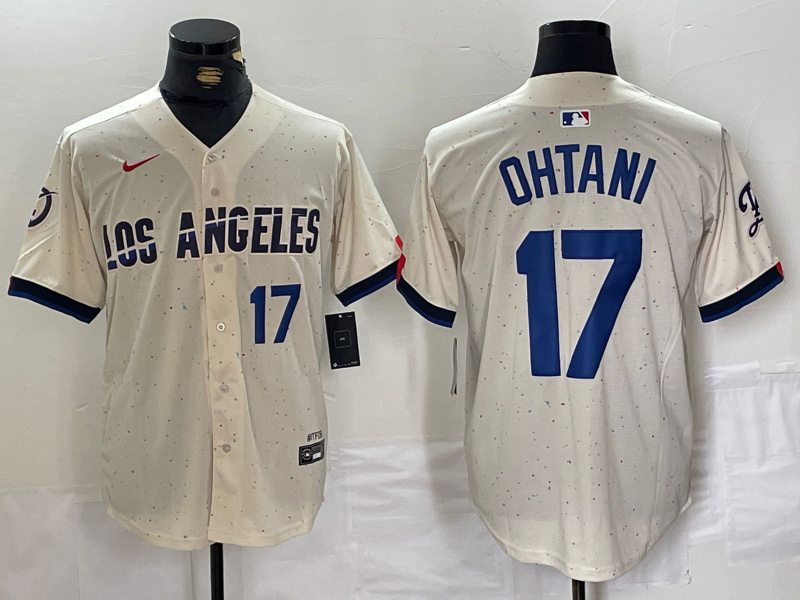 Personalized Men’s Los Angeles Dodgers #17 Shohei Ohtani Cream Stitched Baseball Jerseys