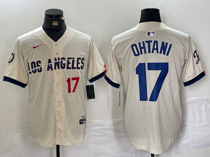 Personalized Men’s Los Angeles Dodgers #17 Shohei Ohtani Cream Stitched Baseball Jerseys